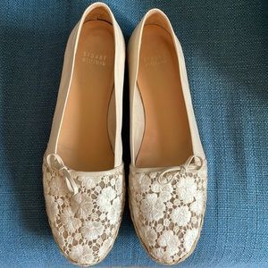 Stuart Weitzman lace/ leather espadrilles